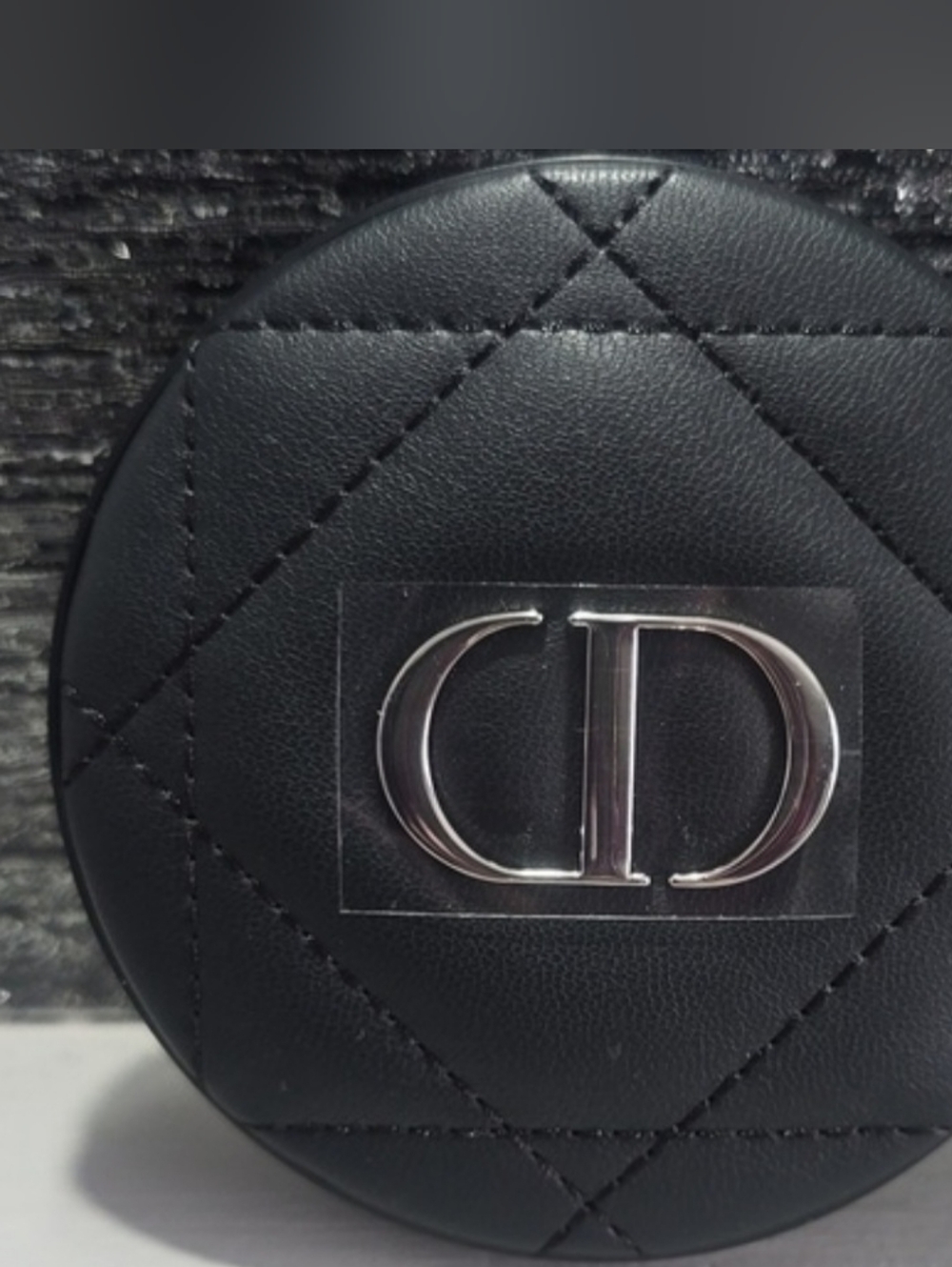 Dior black 3" diameter quilted compact mirror NEW in package